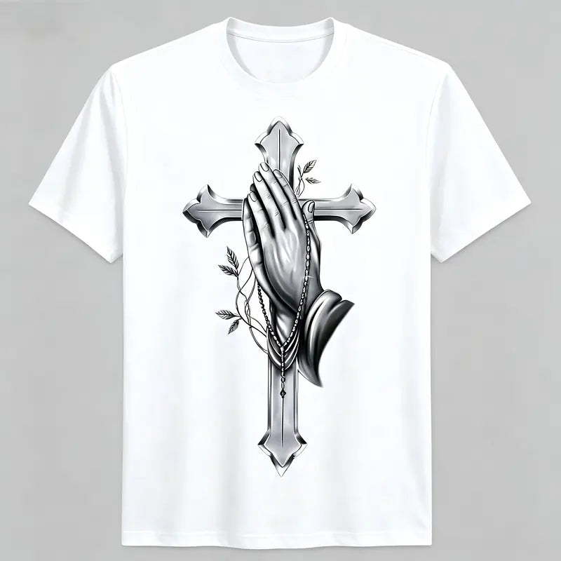"All My Role Models Went To Prison" Christian Graphic T-Shirt for Men Women – Soft Breathable Cotton Crew Neck Short Sleeve, Wooden Thorn Cross Biblical Tee, Urban Faith Daily Top, Believer Gift, Machine Washable