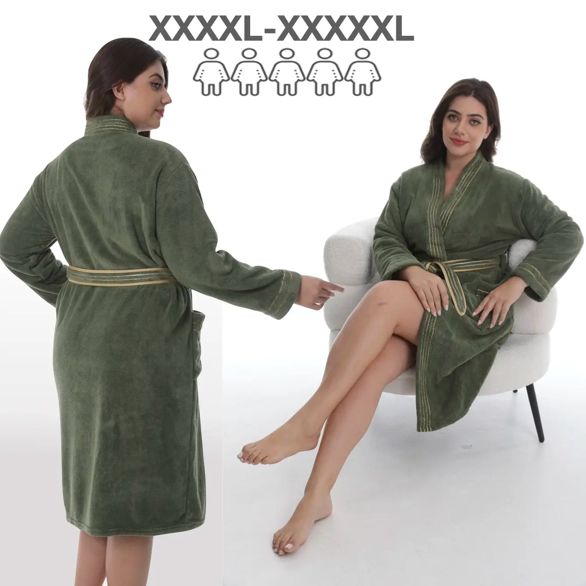 Luxury Gold Thread Soft Bathrobe, Thick Warm Knee-Length, Quick-Dry Absorbent, Spa & Hotel Use, Unisex, Loungewear, Nightwear, Christmas Halloween Gift