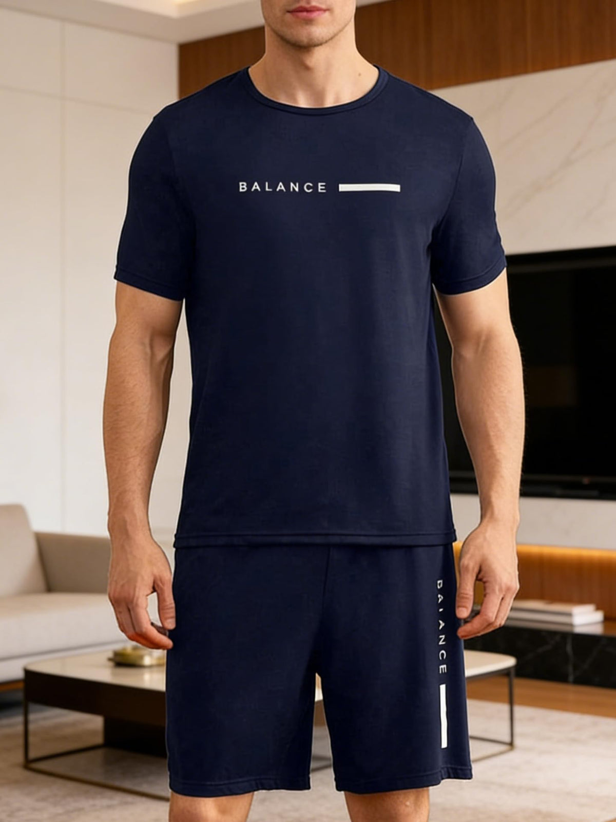 Men’s Print Loungewear Set, Short Sleeve T-Shirt and Shorts, Comfortable Sleepwear for Men, Casual Homewear Set