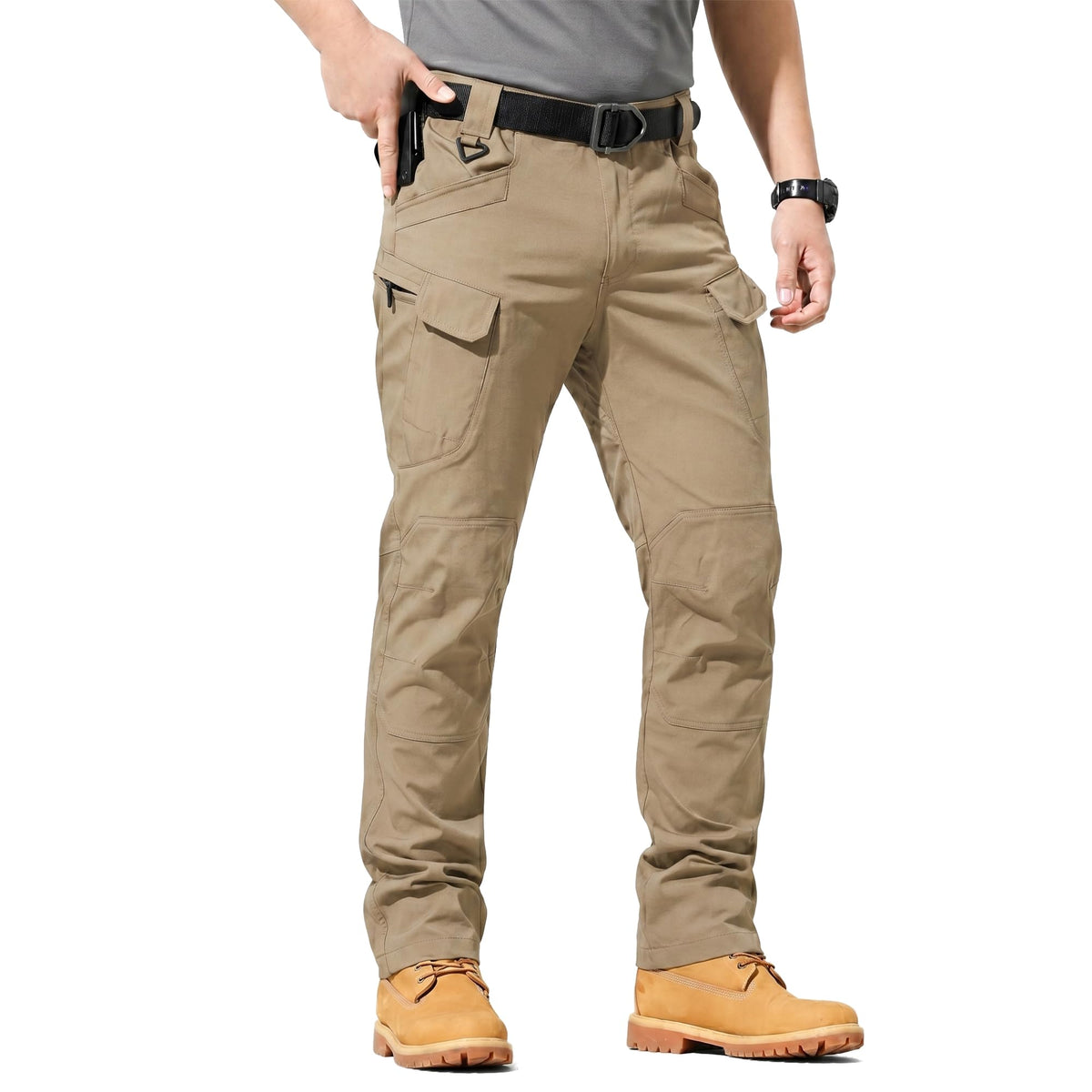 Men's Tactical Work Cargo Pants, Water-Resistant Ripstop for Hiking