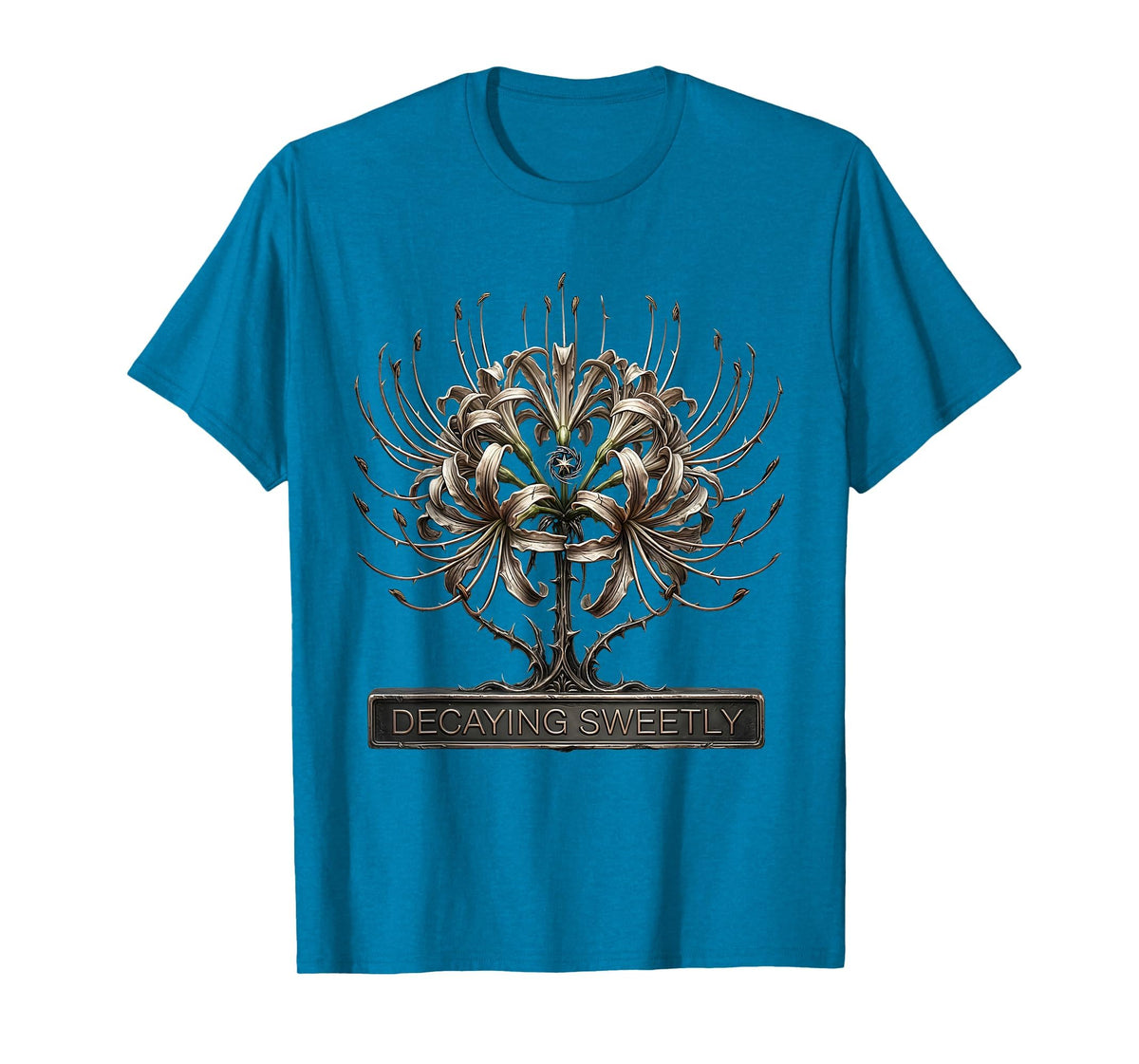 Men's Decaying Sweetly Gothic Y2K Grunge Alt Spider Lily Sigil T-Shirt