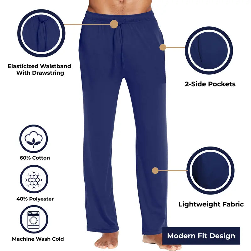 5-Pack Men's Loose Fit Classic Lounge Pants Soft Knit Pajama Polyester Trouser Pocket Men's wear Lounge wear