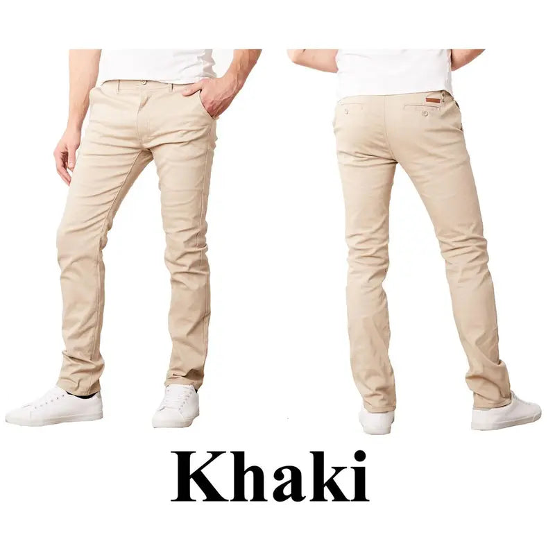 Men's Slim Fit Cotton Stretch Fabric Casual Chino Pants Menswear Trouser Stretchy