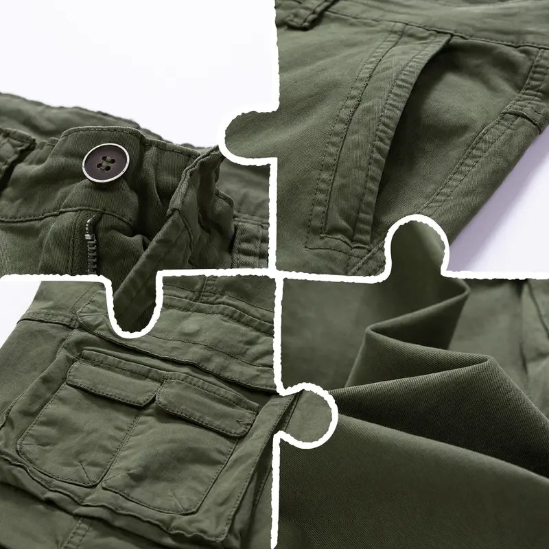 American Vintage Workwear Pants for Men — Washed, Distressed, Multi-Pocket Casual Pants