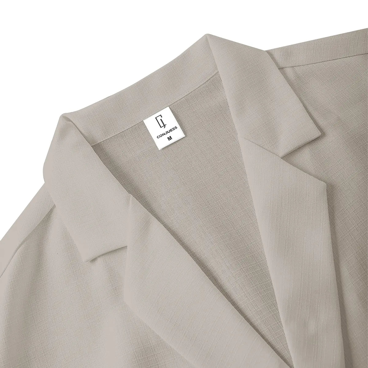 Men's Light Khaki Blazer-Style Casual 2-Piece Loungewear Set - Short Sleeve Suit Shirt & Drawstring Shorts, Ultra-Soft Breathable Fabric, Relaxed Fit for At-Home Lounging, Working From Home & Lazy Weekends