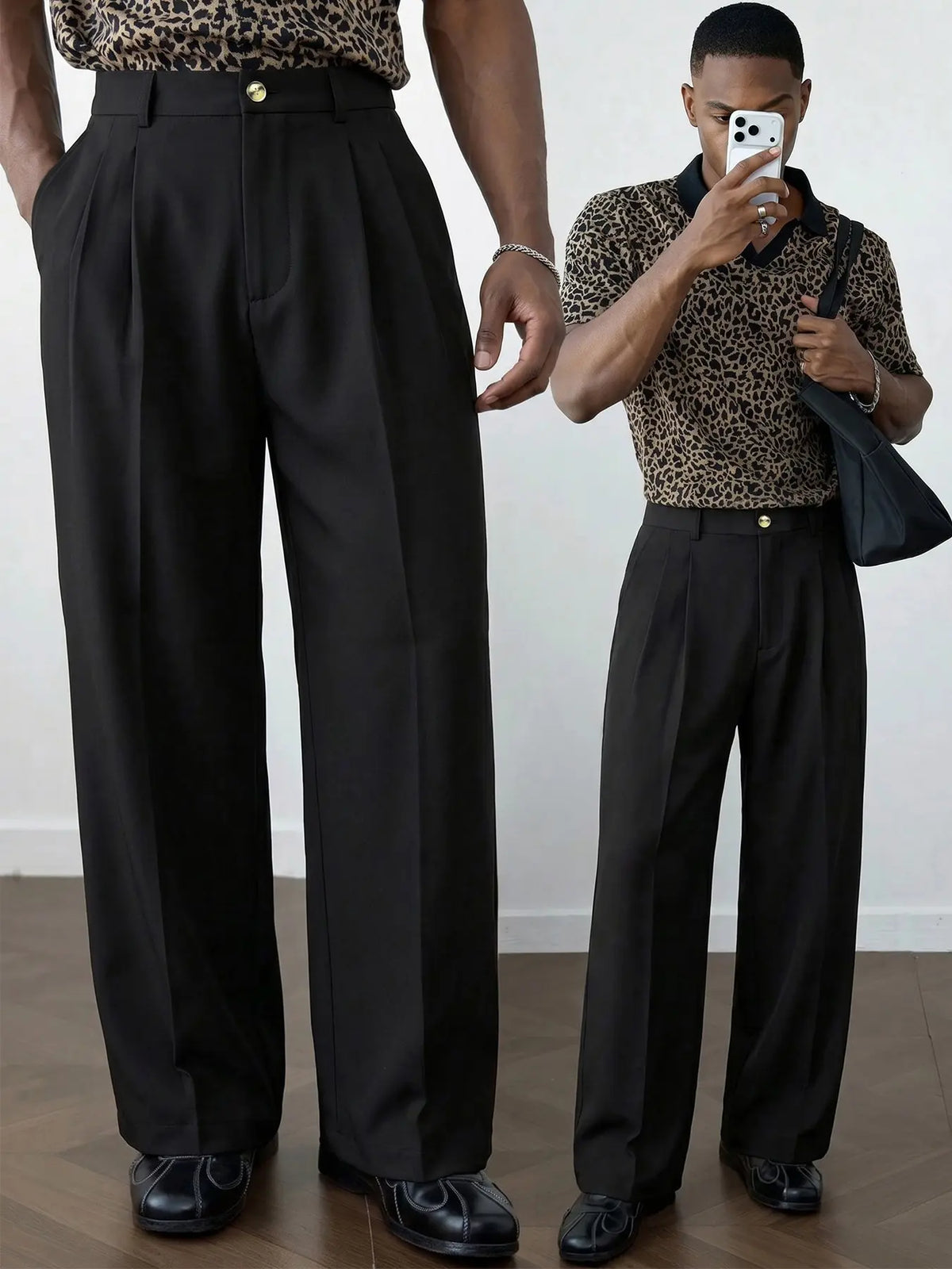 Men's Old Money Suit Pants, Classic Solid Color Elastic Waist Wide Straight Leg, Pleated Flat Front Business Trousers, Versatile for Work & Daily Formal Outfit, Spring Summer Fall