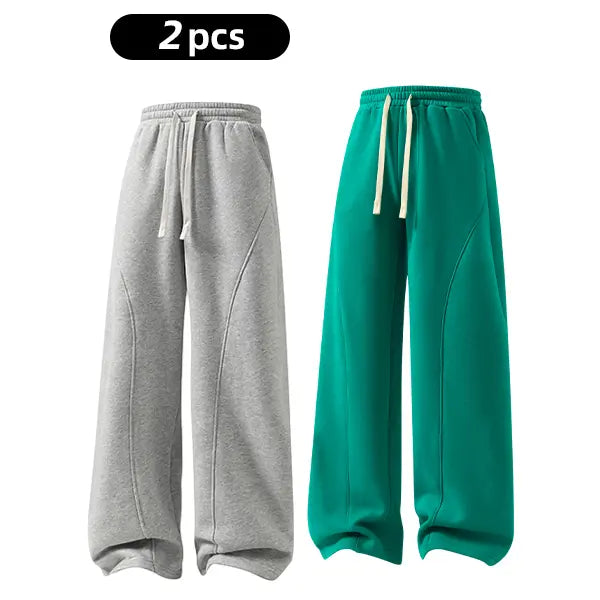 Men's Fleece Thermal Lined Sweatpants  Oversize Drawstring Waist Casual Loose Pants for Fall Winter School Season Daily Wear Stylish Menswear