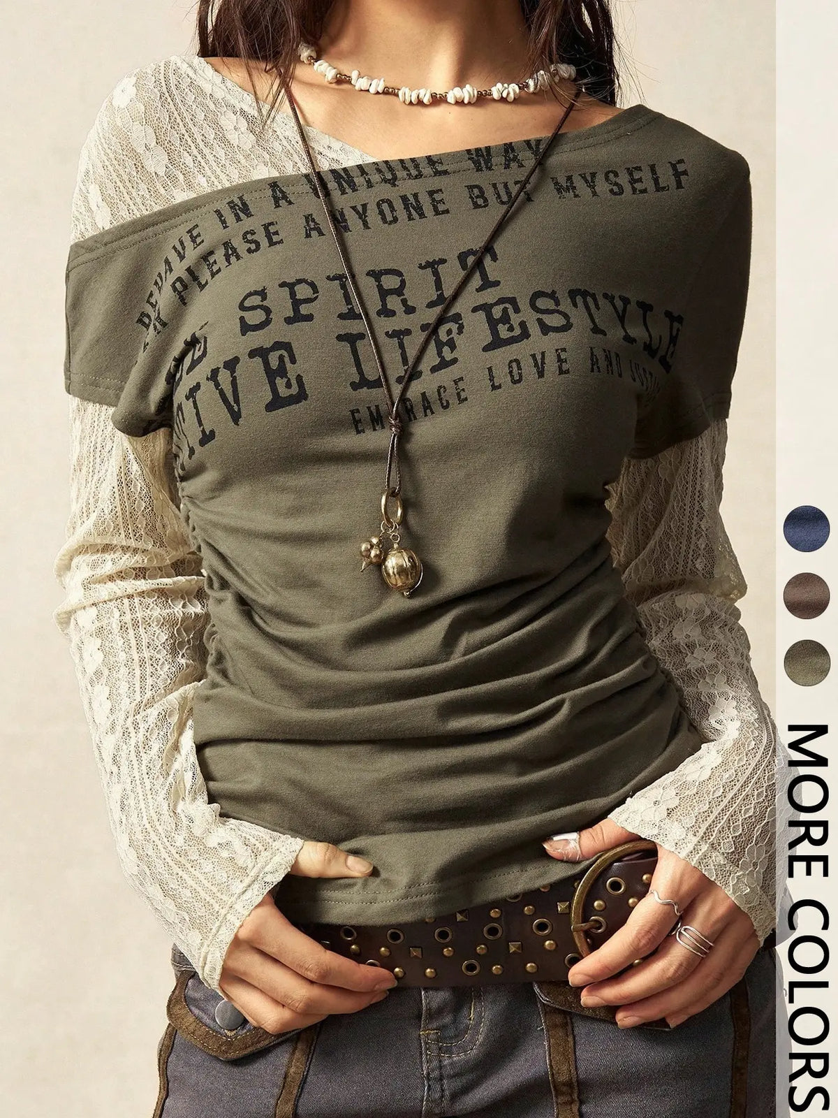 Letter Print Faux Two-Piece Long-Sleeve Fitted T-Shirt, American Vintage Style, Casual Daily Wear, Streetwear, Men's Clothing