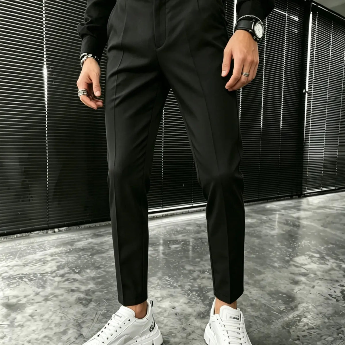 Men's Fashion Classic Business Casual Slim-Fit Suit Pants, Office Pants, Business Work Trousers, Menswear, Versatile Business Essential, Plain Pattern, All Seasons Wear, Comfortable and Stylish