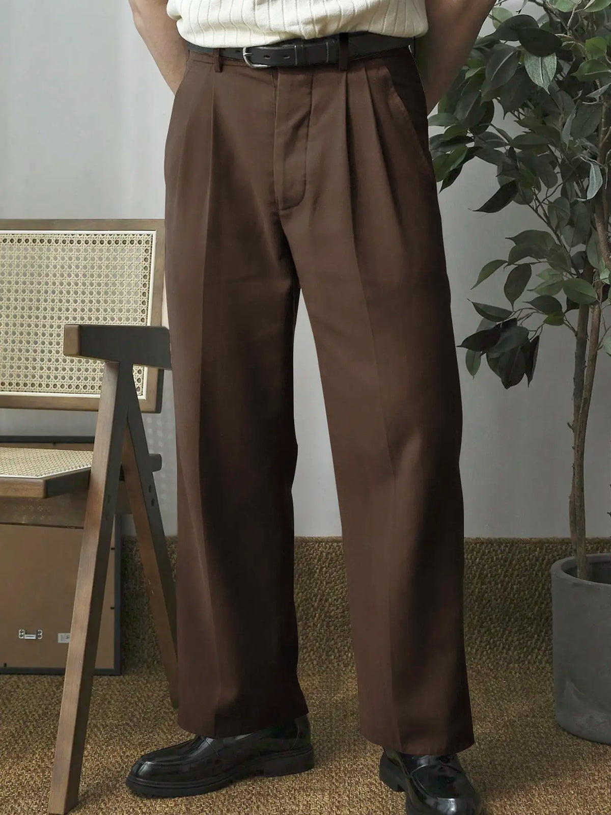 Men's Solid Button Pocket Straight Leg Pants, Minimalist Plain Pants, Regular Fit Comfy Trousers for Work Office Business Daily Wear, Men's Bottoms for All Seasons
