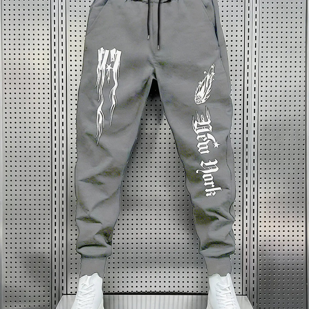 Men's Printed Sweatpants with Drawstring, Casual Long Pants with Pockets, Ideal for Daily Wear and Relaxation, Casual Streetwear Trousers, Casual Athleisure Pants, Graphic Sweatpants