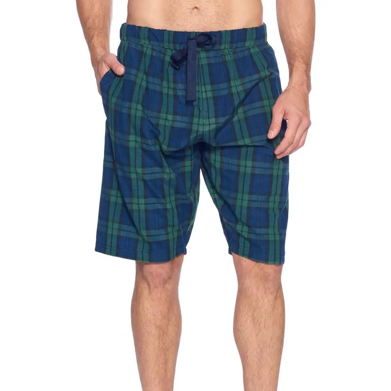 Ashford & Brooks Men's 2-Pack Comfy Cotton-Polyester Sleep Shorts - Roomy Fit, Moisture-Wick, Contrast Ribbon, Pockets, Drawstring, Adjustable Bottom Men's Shorts, All-Season Nightwear Pants & Casual Loungewear (Great for Father’s Day, Birthdays)