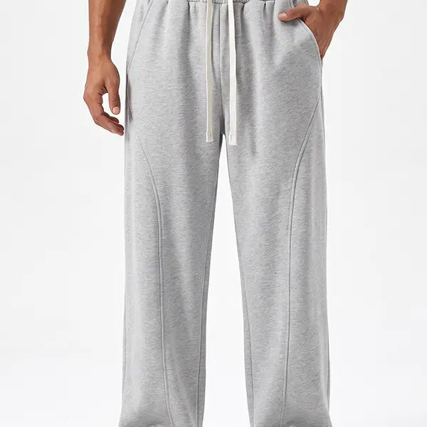 Men's Fleece Thermal Lined Sweatpants  Oversize Drawstring Waist Casual Loose Pants for Fall Winter School Season Daily Wear Stylish Menswear