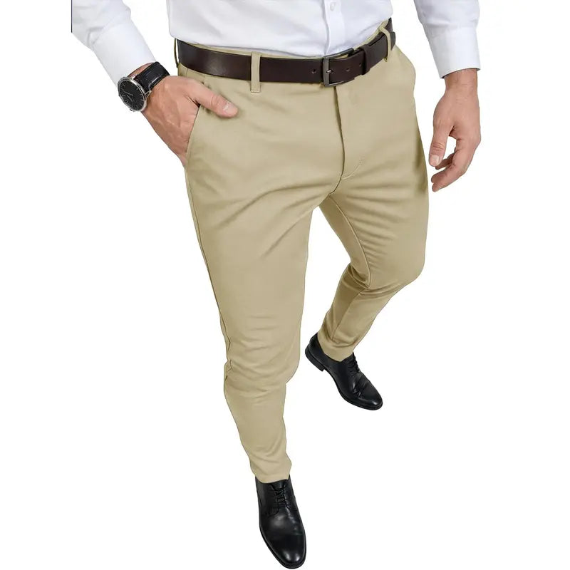 Runcati Mens Slim Fit Dress Pants Stretch Skinny Slacks Casual Tapered Chinos Work Pant Trousers suit trousers
