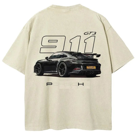 Men's 911 GT3 Racing Good Graphic Tees - Super Soft Washed Cotton Fashion Streetwear Round Neck Casual Top, Boyfriend Birthday Gift, Cool Guys Gifts, Gifts For Boyfriend, Cool Gifts For Guys