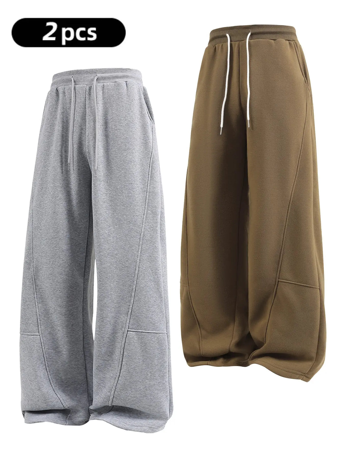 Men's Fleece-Lined Loose Wide-Leg Sweatpants, Y2K Street-Style Oversized Joggers, Casual Loungewear Pants, Casual Chic Trousers, Deconstructed Leisure Trousers, Athleisure Style Pants Suitable for Daily Wear & Street Fashion
