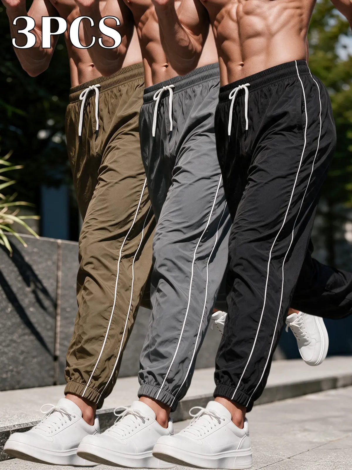 Men's Loose-Fit Casual Pants with Drawstring Waist, H-Type Silhouette, Long/regular Length, Ideal for Spring & Fall Outdoor Activities