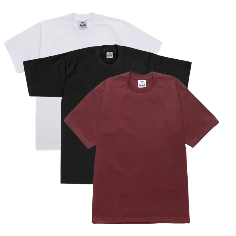 Pro Club 3-Pack Men's Thick Cotton Crew Neck Short Sleeve Tops, Casual Plain Classic Collar Day T-Shirts