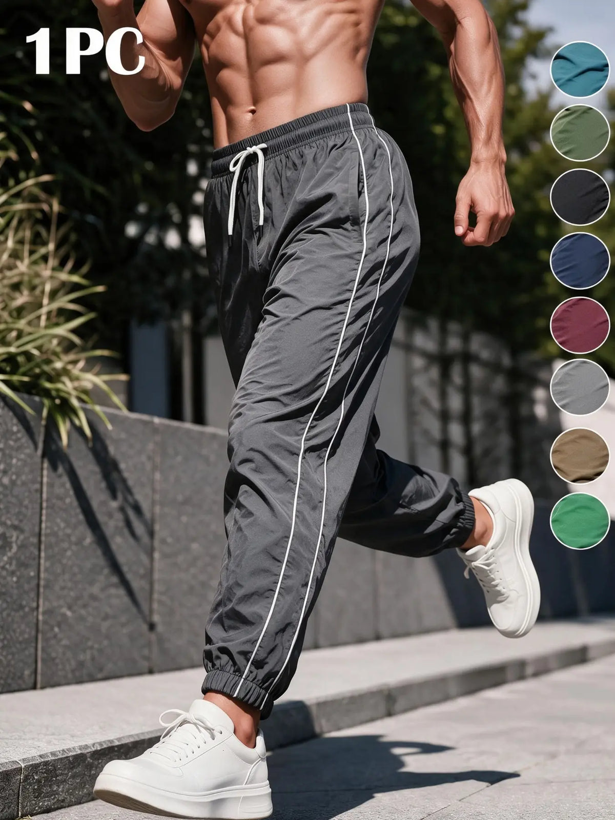Men's Loose-Fit Casual Pants with Drawstring Waist, H-Type Silhouette, Long/regular Length, Ideal for Spring & Fall Outdoor Activities