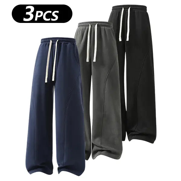 Men's Fleece Thermal Lined Sweatpants  Oversize Drawstring Waist Casual Loose Pants for Fall Winter School Season Daily Wear Stylish Menswear