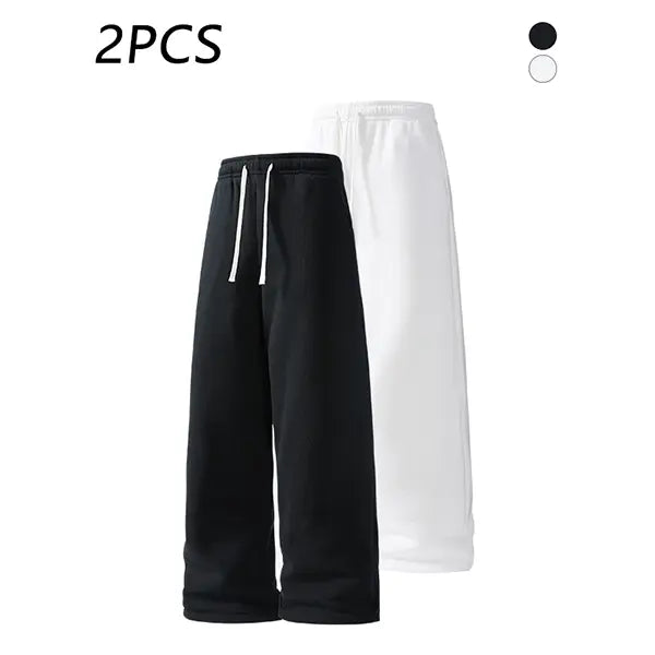 2-pack men’s casual straight sweatpants with adjustable drawstring elastic waistband, loose straight-leg design, skin-friendly comfortable fabric