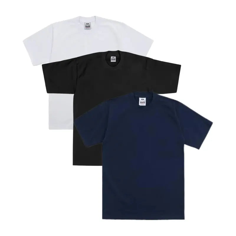 Pro Club 3-Pack Men's Thick Cotton Crew Neck Short Sleeve Tops, Casual Plain Classic Collar Day T-Shirts