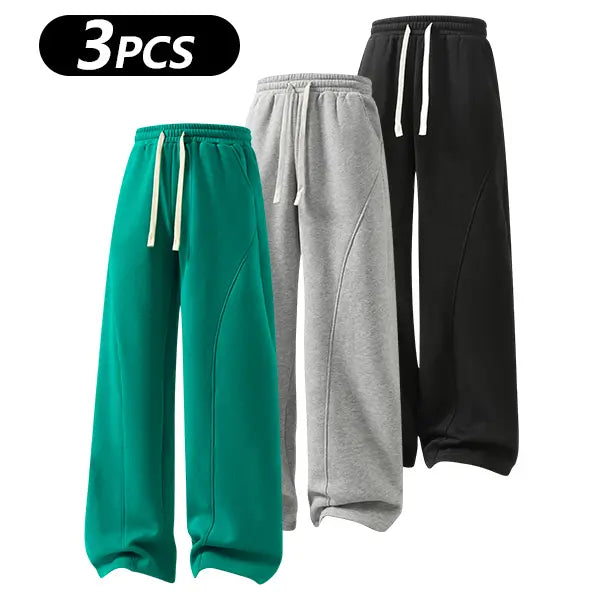 Men's Fleece Thermal Lined Sweatpants  Oversize Drawstring Waist Casual Loose Pants for Fall Winter School Season Daily Wear Stylish Menswear