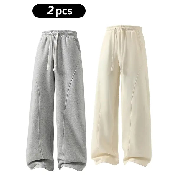 Men's Fleece Thermal Lined Sweatpants  Oversize Drawstring Waist Casual Loose Pants for Fall Winter School Season Daily Wear Stylish Menswear