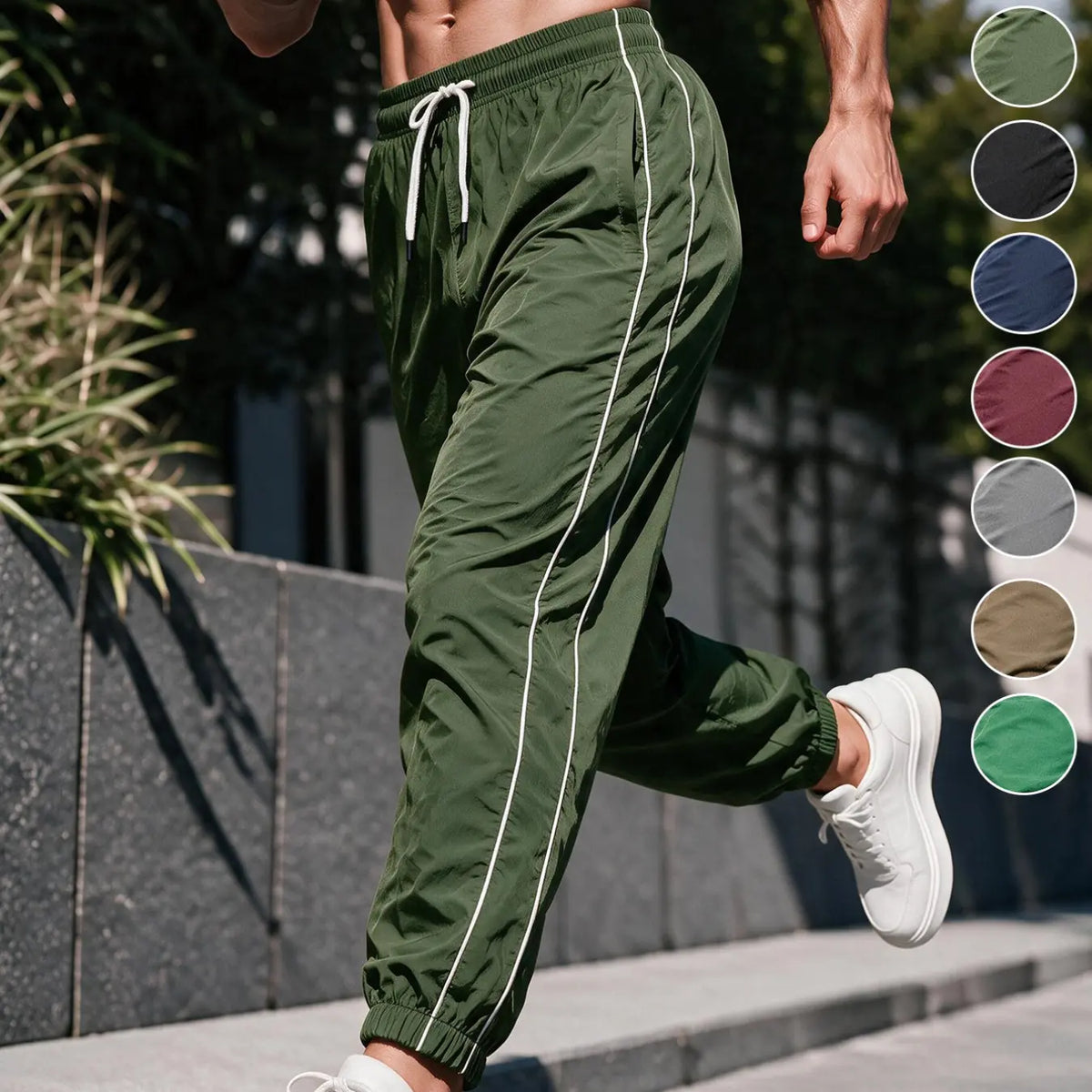 Men's Loose-Fit Casual Pants with Drawstring Waist, H-Type Silhouette, Long/regular Length, Ideal for Spring & Fall Outdoor Activities