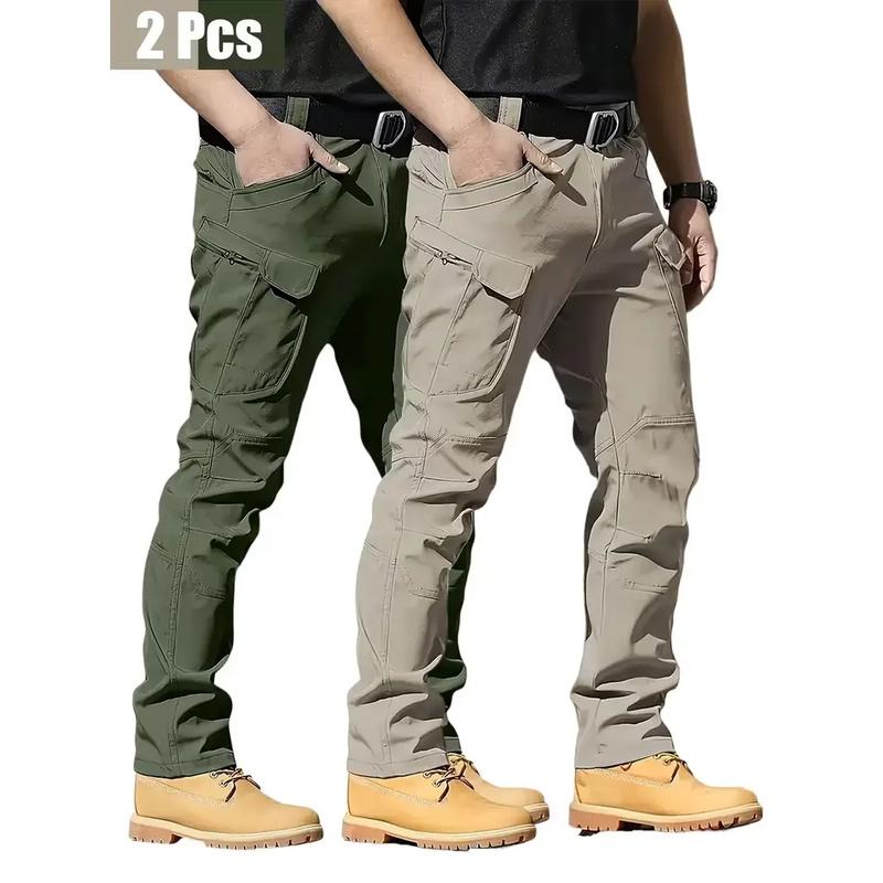 2PCS Men’s Tactical Pants – Stretch Waterproof Fabric, Durable Cargo Pants for Hiking, Casual Wear & Work, Multiple Pockets (No Belt)