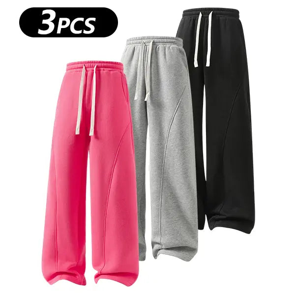 Men's Fleece Thermal Lined Sweatpants  Oversize Drawstring Waist Casual Loose Pants for Fall Winter School Season Daily Wear Stylish Menswear