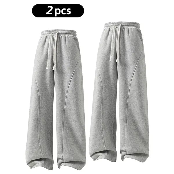 Men's Fleece Thermal Lined Sweatpants  Oversize Drawstring Waist Casual Loose Pants for Fall Winter School Season Daily Wear Stylish Menswear