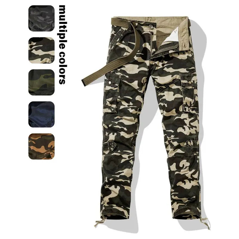 Men's Camo Stretch Menswear Trousers - Summer Thin Loose-Fit Straight-Leg Long Trousers for Work & Casual Wear