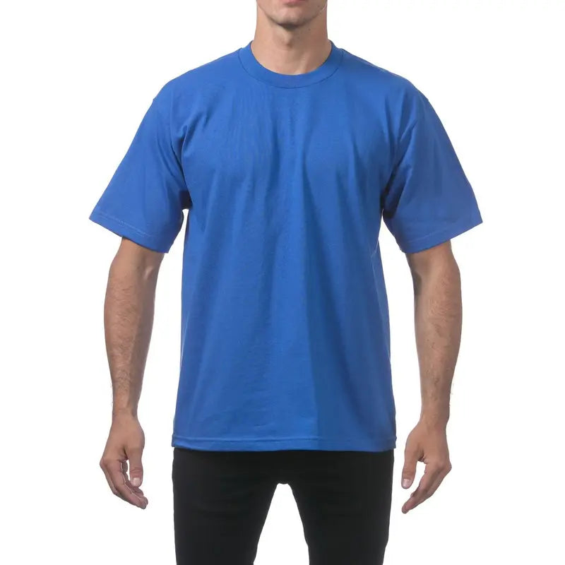 Pro Club 3-Pack Men's Thick Cotton Crew Neck Short Sleeve Tops, Casual Plain Classic Collar Day T-Shirts