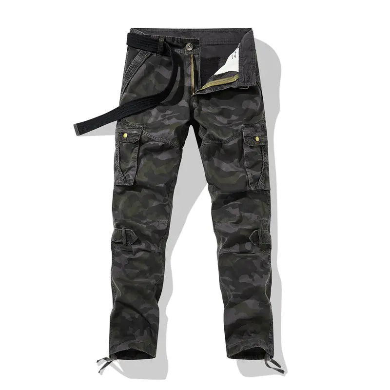 Men's Camo Stretch Menswear Trousers - Summer Thin Loose-Fit Straight-Leg Long Trousers for Work & Casual Wear