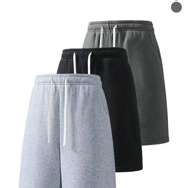 3-pack men’s summer casual shorts, elastic waistband, loose straight fit, comfortable breathable fabric