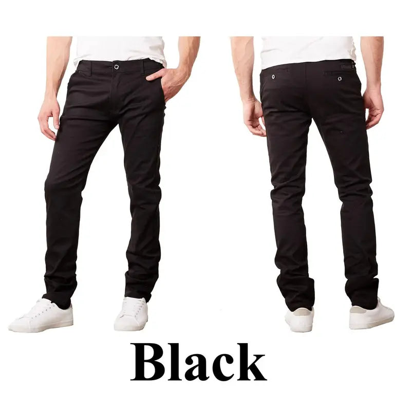 Men's Slim Fit Cotton Stretch Fabric Casual Chino Pants Menswear Trouser Stretchy