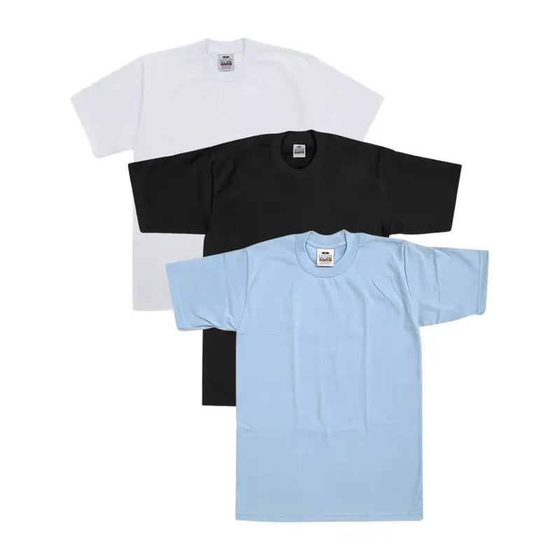 Pro Club 3-Pack Men's Thick Cotton Crew Neck Short Sleeve Tops, Casual Plain Classic Collar Day T-Shirts
