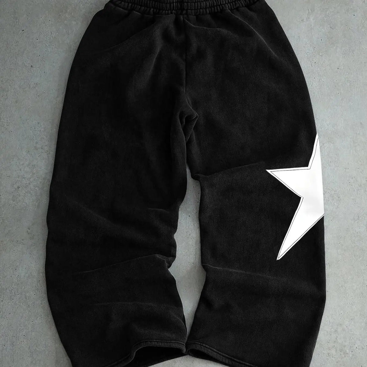 Men's Fashion Polyester Casual Straight Leg Pants, Loose Fit Star Print, Ideal for Daily Wear, Trendy and Versatile, Menswear