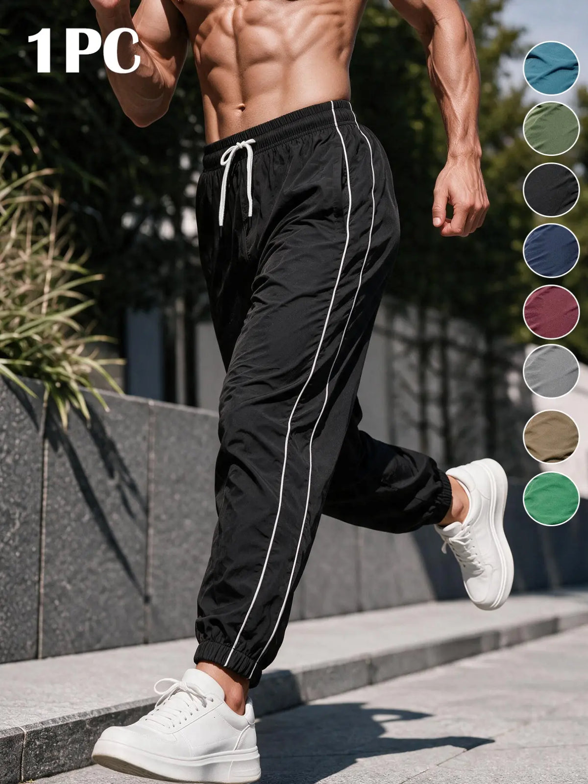 Men's Loose-Fit Casual Pants with Drawstring Waist, H-Type Silhouette, Long/regular Length, Ideal for Spring & Fall Outdoor Activities