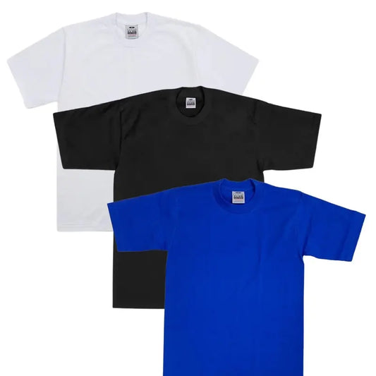 Pro Club 3-Pack Men's Thick Cotton Crew Neck Short Sleeve Tops, Casual Plain Classic Collar Day T-Shirts