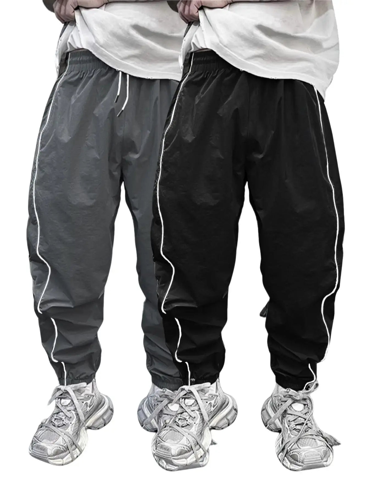 Men's Loose-Fit Casual Pants with Drawstring Waist, H-Type Silhouette, Long/regular Length, Ideal for Spring & Fall Outdoor Activities