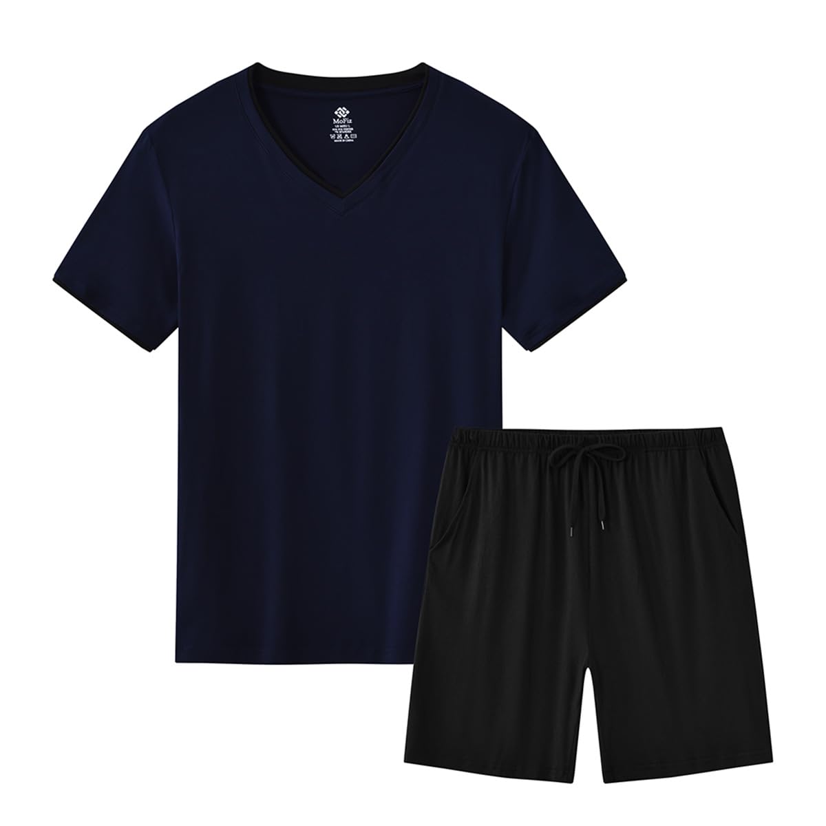 MoFiz Mens Pajamas Set Short Sleeve PJ's Sleep Lounge Sleepwear Cool Pyjama Summer Sets Comfortable Lightweight