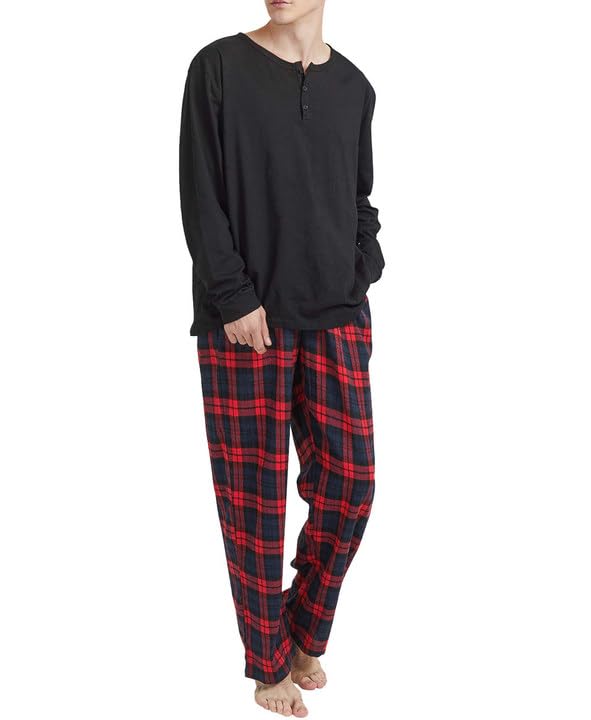Yoimira Mens Soft Pajama Set Short/Long Sleeve 2 Piece PJs with Pockets