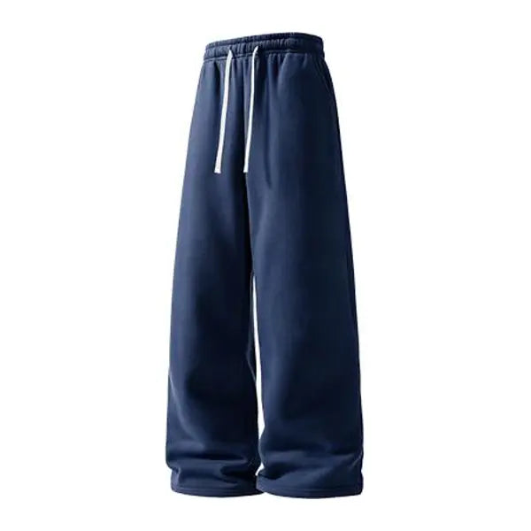 Men’s casual minimalist comfortable long pants for spring and autumn, featuring an elastic waistband with tie closure, a loose fit suitable for sports and fitness, versatile everyday casual long pants.