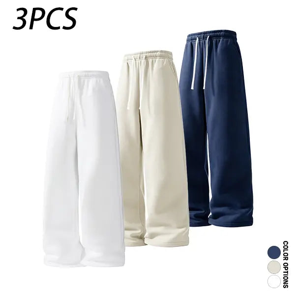 Men’s casual minimalist comfortable long pants for spring and autumn, featuring an elastic waistband with tie closure, a loose fit suitable for sports and fitness, versatile everyday casual long pants.