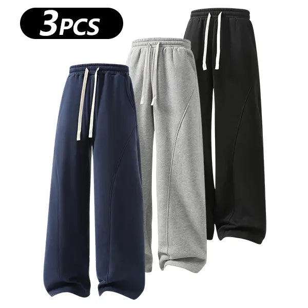 Men's Fleece Thermal Lined Sweatpants  Oversize Drawstring Waist Casual Loose Pants for Fall Winter School Season Daily Wear Stylish Menswear