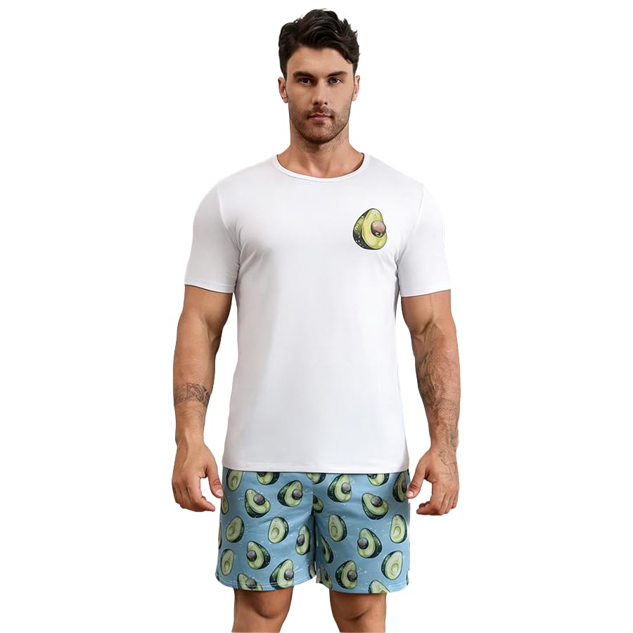 Men's Summer Pajama Set - Short Sleeve Top & Shorts Lounge Wear