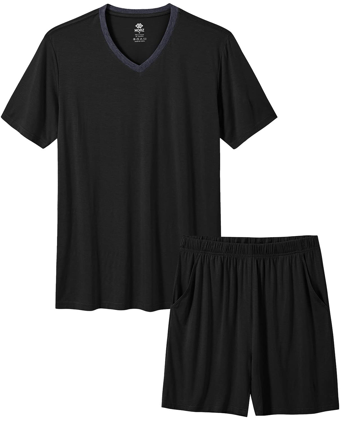 MoFiz Mens Pajamas Set Short Sleeve PJ's Sleep Lounge Sleepwear Cool Pyjama Summer Sets Comfortable Lightweight