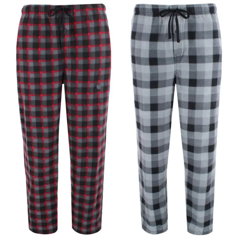 Fruit of the Loom Men's Big & Tall 2-Pack Plush Classic Checked Polyester Fabric Flannel Pajama Pants